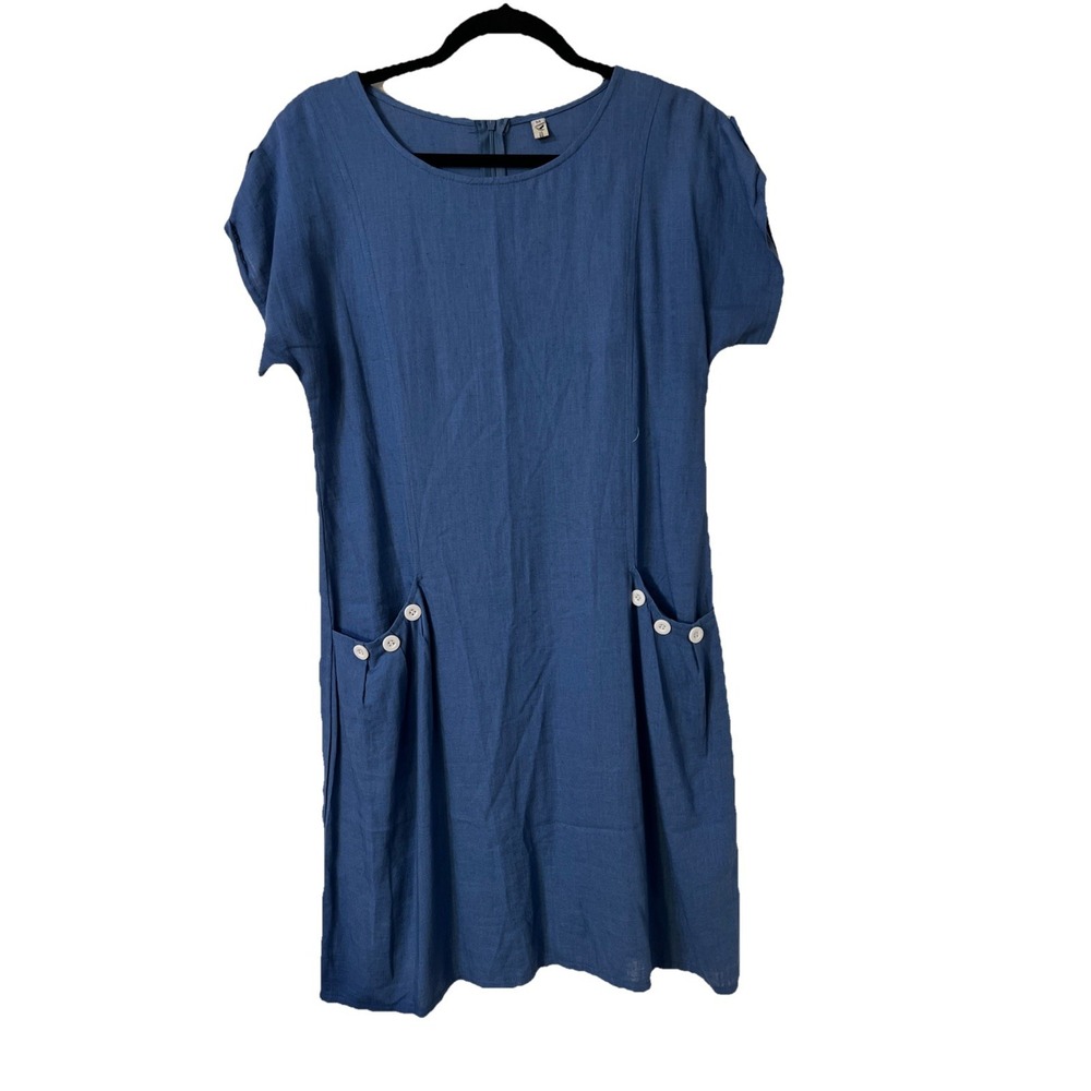 Yidarton Linen Cotton Dress Sz M A-Line Pockets Relaxed Fit‎ Career to Casual
